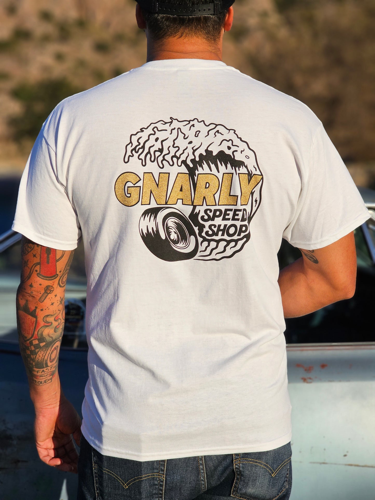 White Gnarly Speed Shop Logo T-Shirt