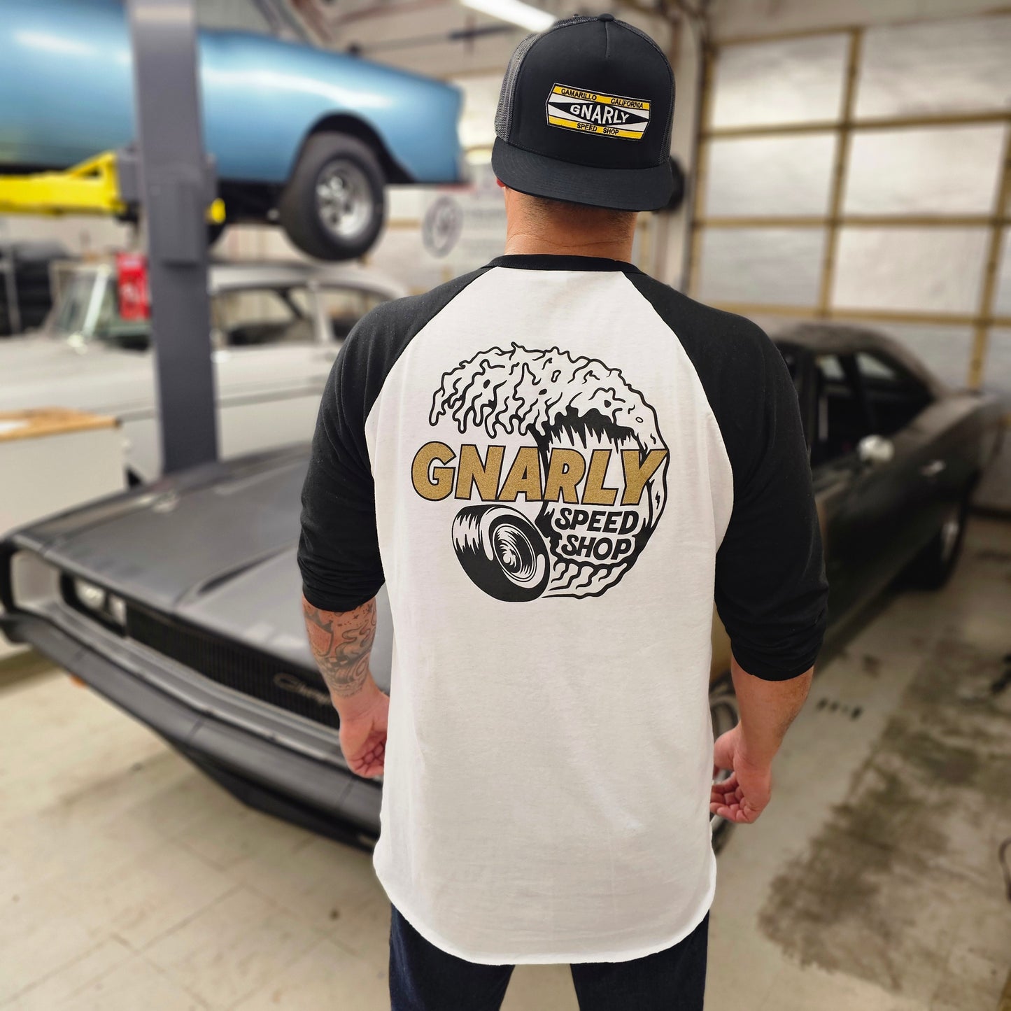 Gnarly Speed Shop Logo Baseball Tee