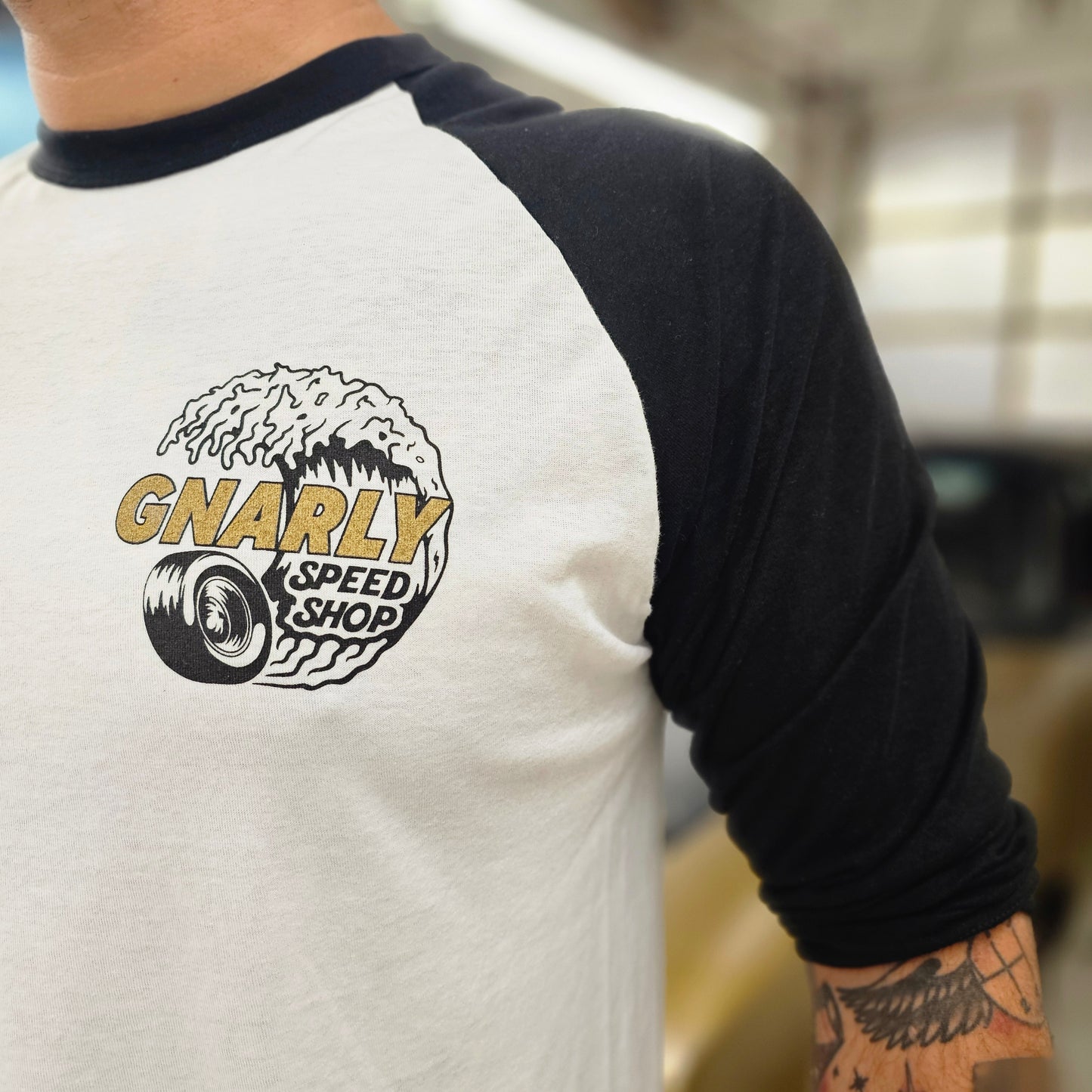 Gnarly Speed Shop Logo Baseball Tee