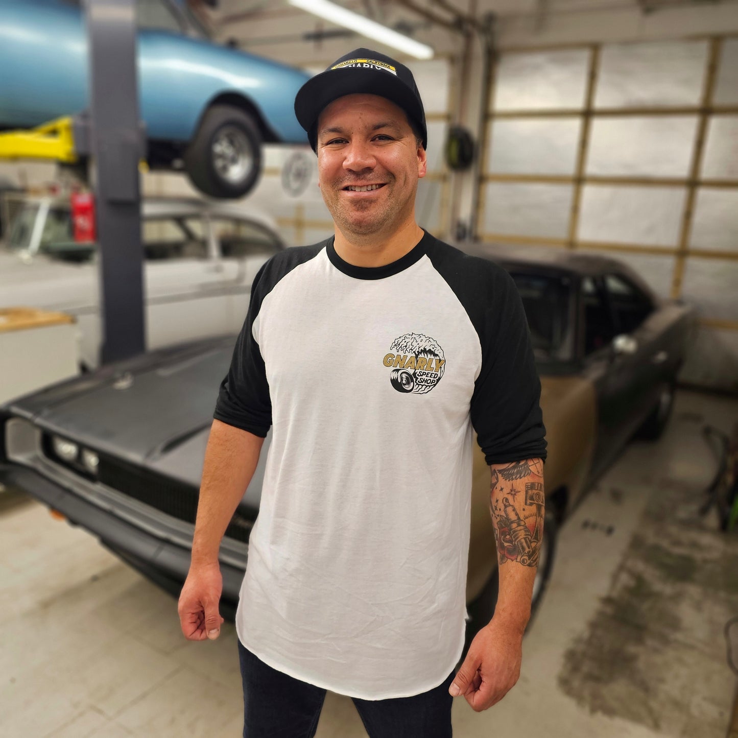 Gnarly Speed Shop Logo Baseball Tee