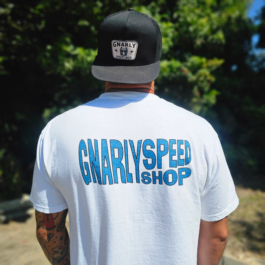 Totally Gnarly Blue Glitter Logo Shirt