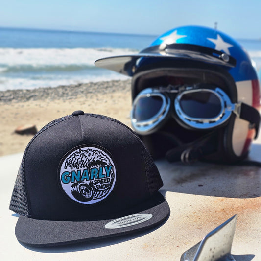 Gnarly Speed Shop Blue Glitter Logo Hat