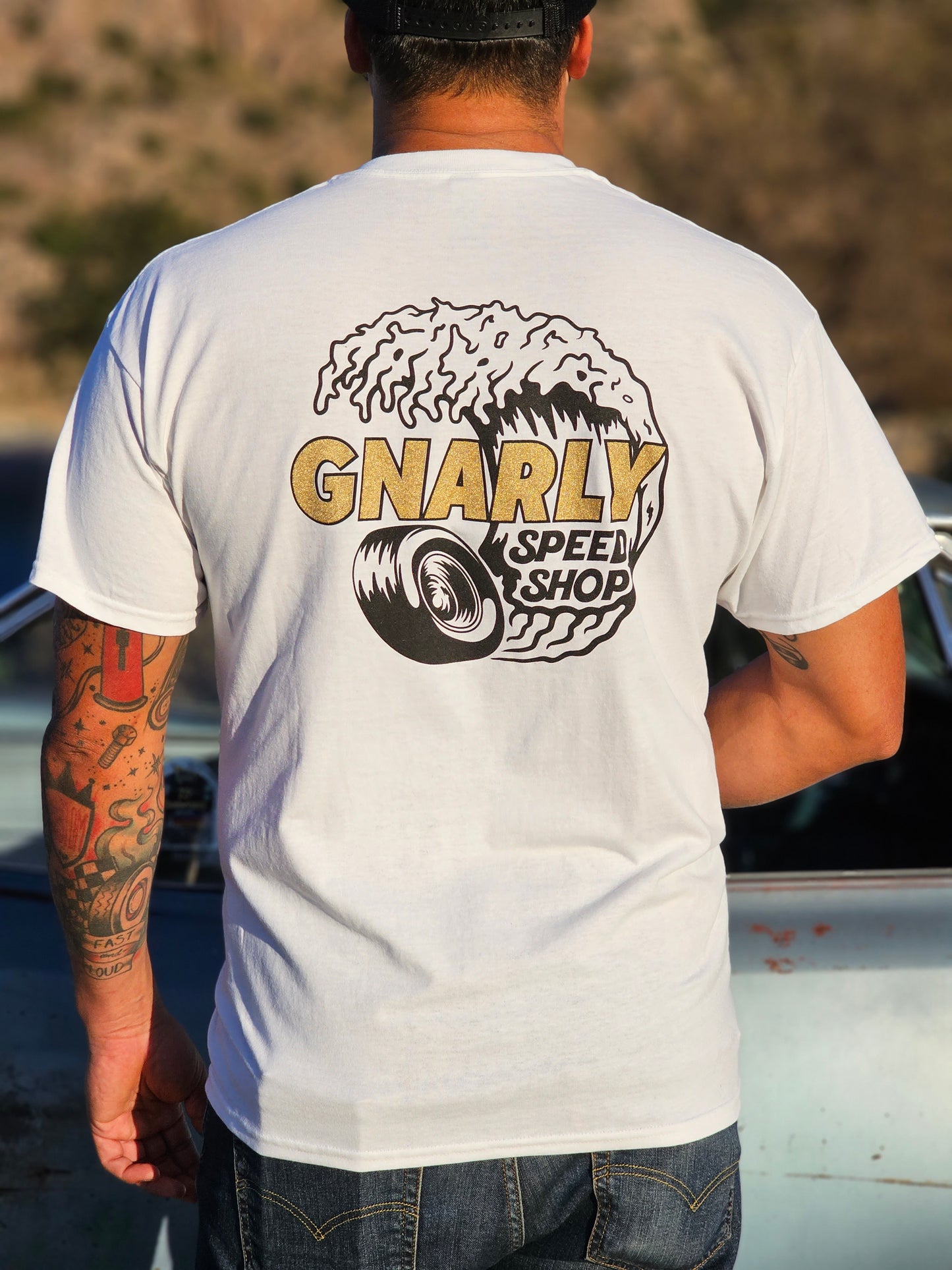 White Gnarly Speed Shop Logo T-Shirt