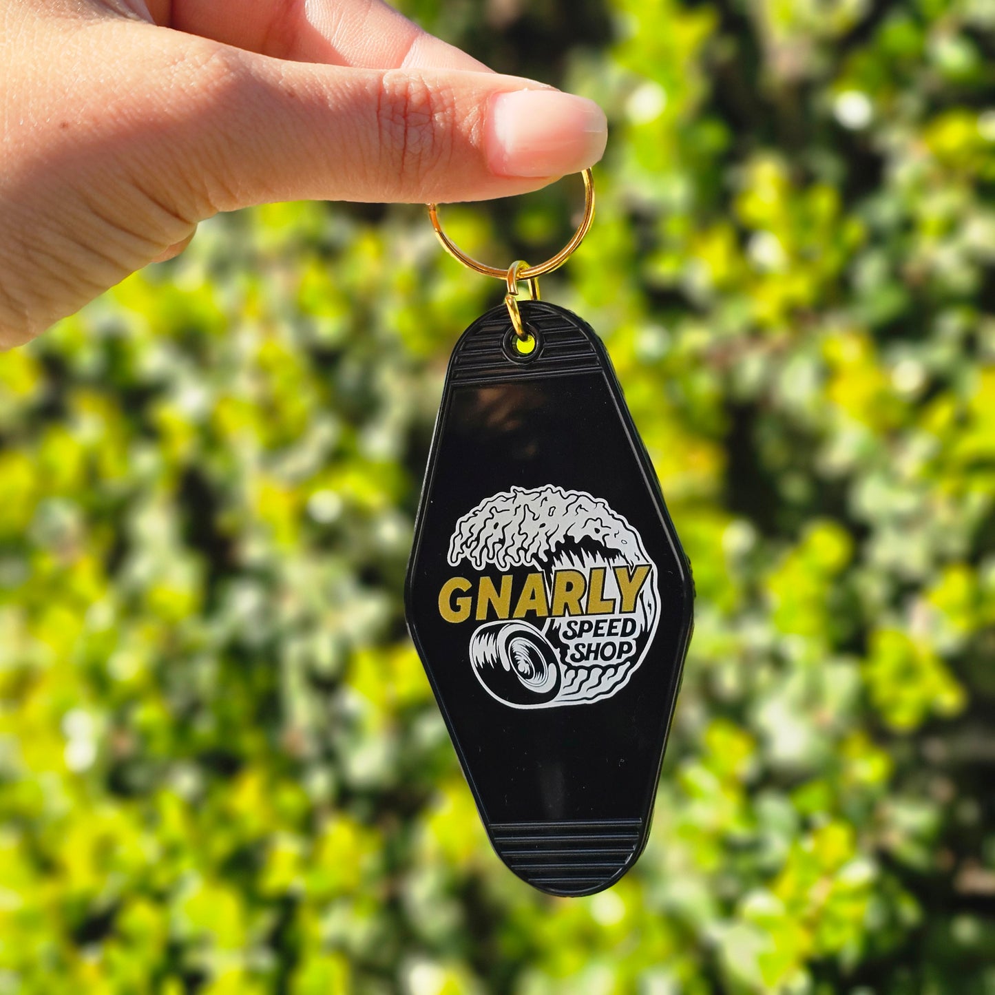 Gnarly Speed Shop Motel Keychain