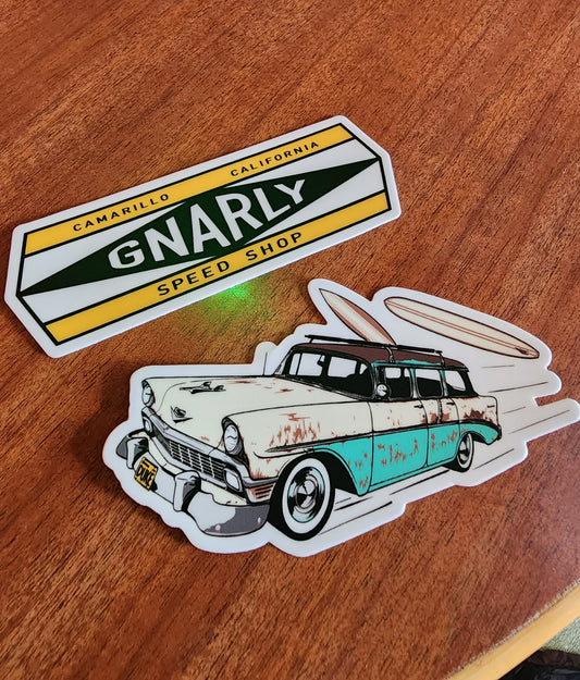 Gnarly Speed Shop SURF Stickers