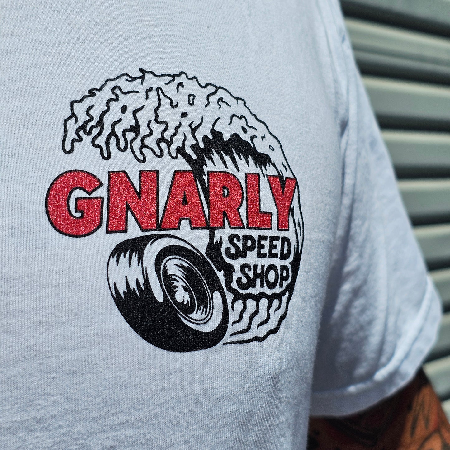 Gnarly Speed Shop Red Glitter T-Shirt