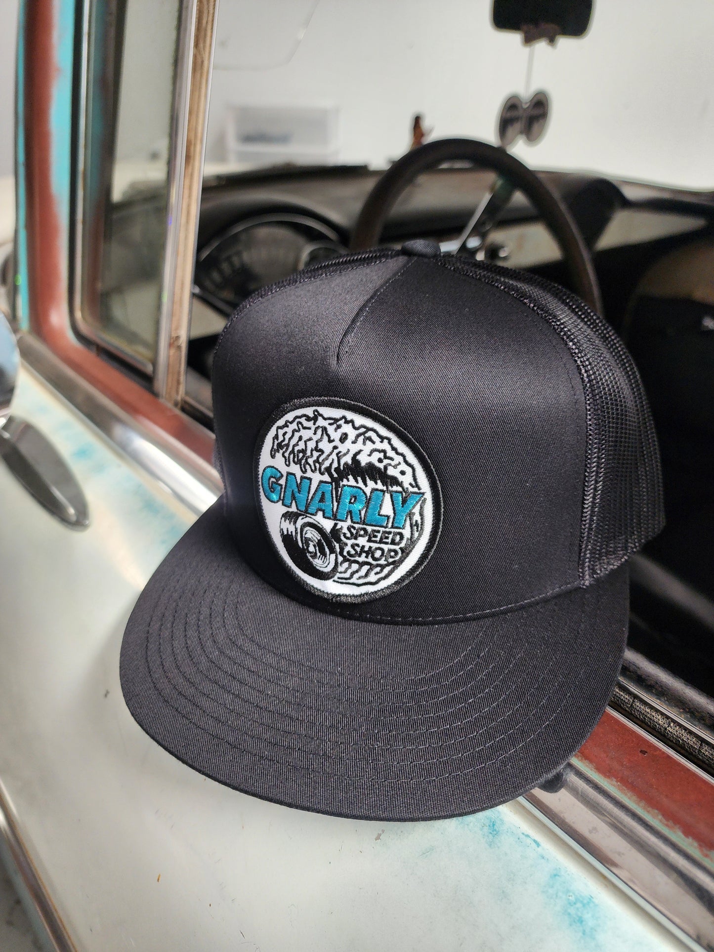 Gnarly Speed Shop Blue Glitter Logo Hat